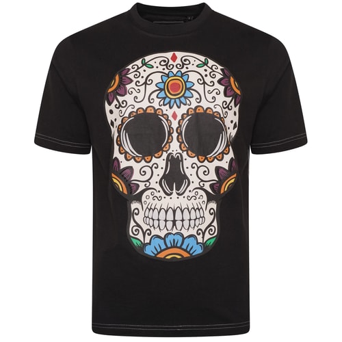 KAM Coloured Skull T-Shirt Black 